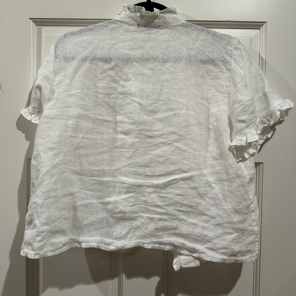 Jcrew White Ruffled Button Down - Picture 2 of 3